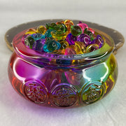 Muti Color Liuli Wealth Pot with Ingot Yuan Bao Display Total Weight 638.93g 101.0 by 51.0mm - Huangs Jadeite and Jewelry Pte Ltd