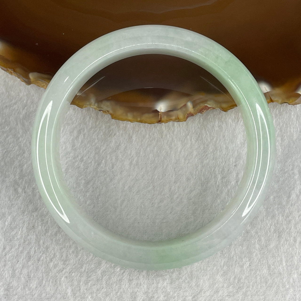Natural Type A Light Green Light Lavender Jadeite Bangle 59.50g Inner Diameter 58.3mm Thickness 14.1 by 8.5mm (Very Very Slight External Roughs)