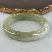 Type A Green Patches with Faint Pinkish Lavender Jadeite Bangle Internal Diameter 56.6mm 59.85g 14.1 by 8.4mm (External Lines) - Huangs Jadeite and Jewelry Pte Ltd