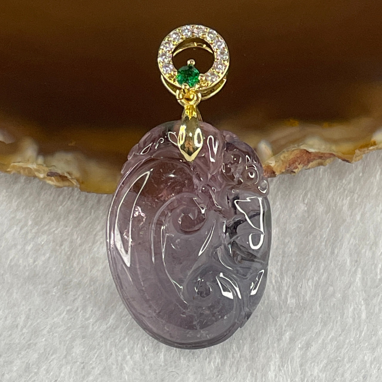 Very Very Good Natural Tourmaline Crystal Ruyi with Monkey Pendant 9.12g 29.6 b 21.4 by 7.6mm