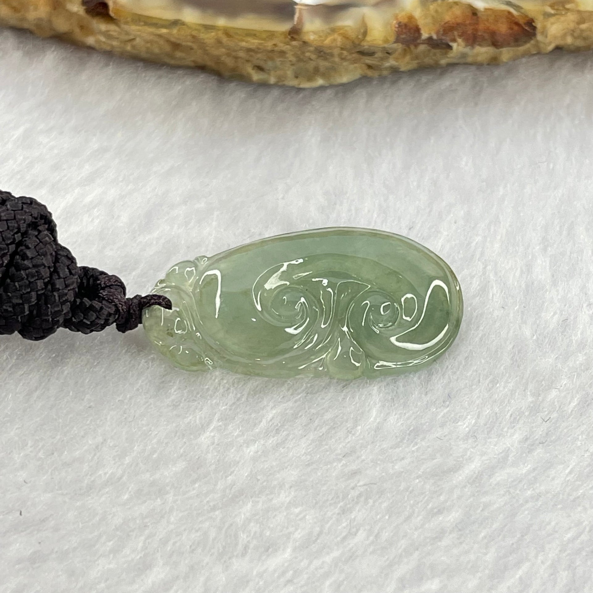 Type A Icy Light Blueish Green Jadeite Ruyi Pendent 3.99g 25.9 by 13.8 by 3.9mm - Huangs Jadeite and Jewelry Pte Ltd