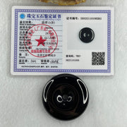 Type A Opaque Black Omphacite Jadeite Ping An Kou Donut Pendant 28.01g 40.4 by 8.2mm - Huangs Jadeite and Jewelry Pte Ltd
