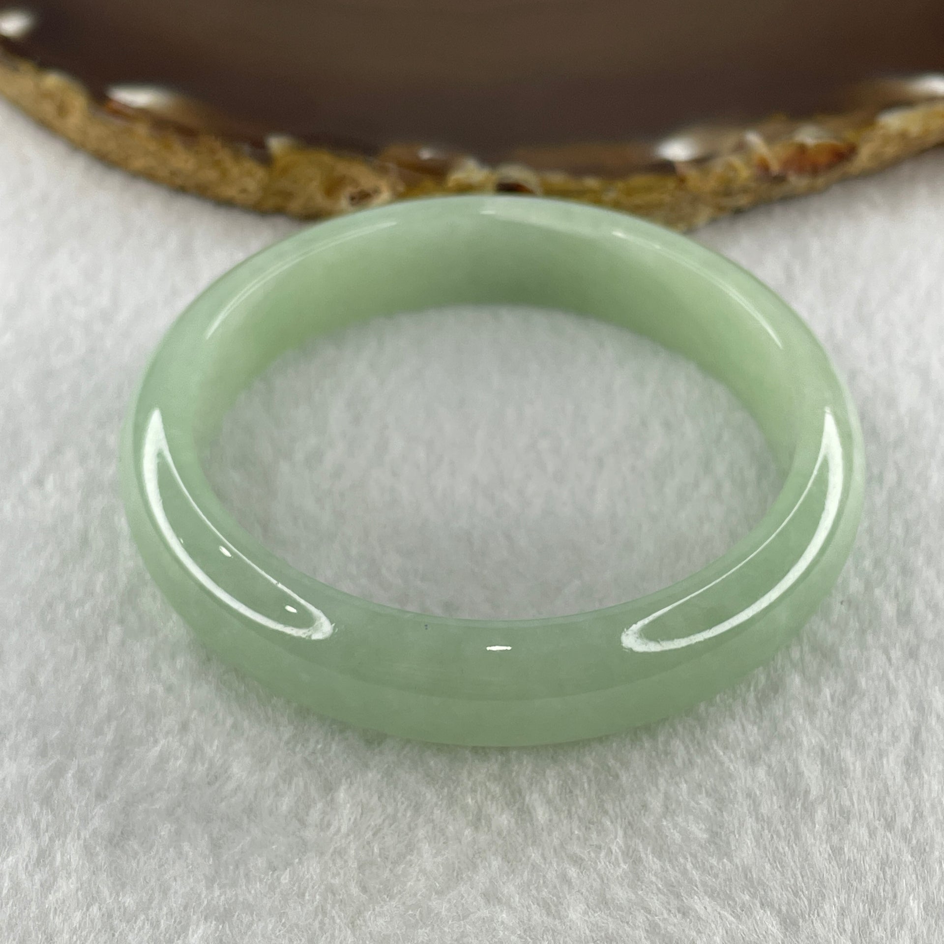 Natural Type A Jelly Full Light Green Jadeite Bangle 44.30g Inner Diameter 54.3mm 12.5 by 7.8mm (Internal Lines) - Huangs Jadeite and Jewelry Pte Ltd