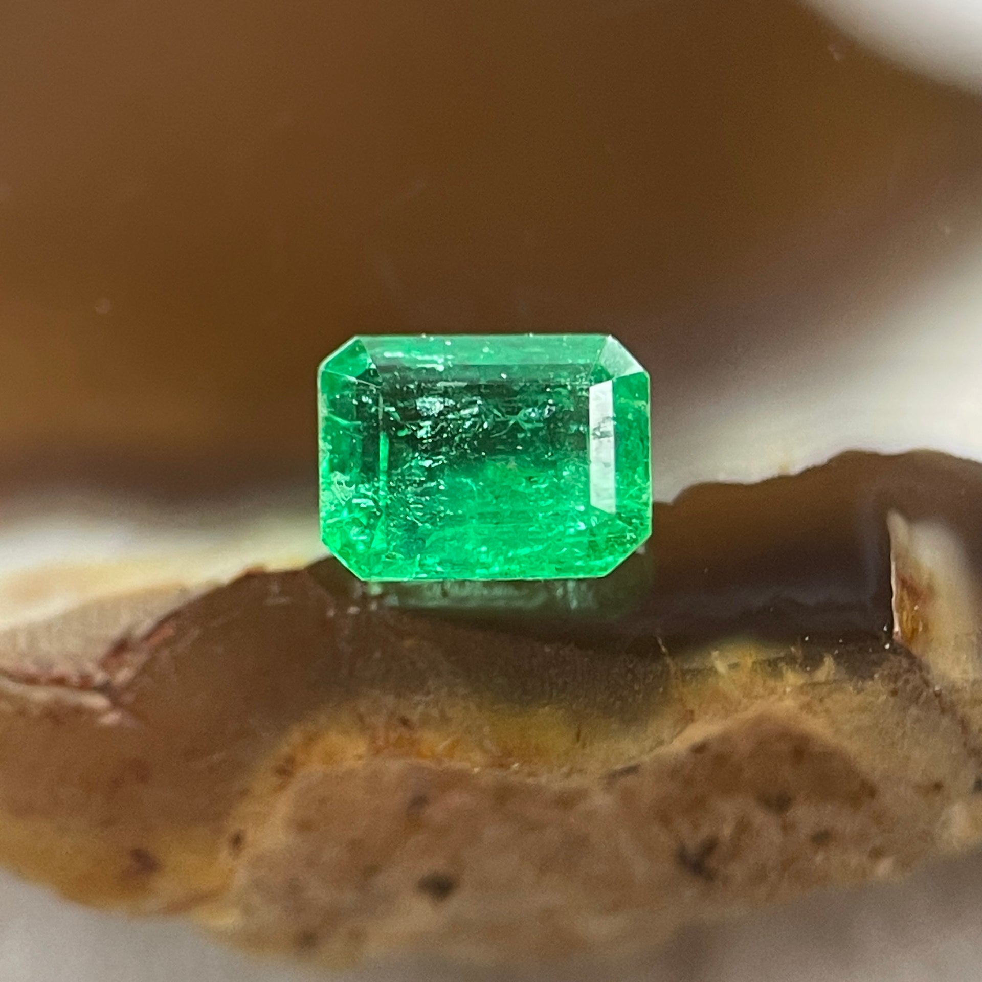 Natural Colombia Vivid Green Emerald (Beryl) Cut-Cornered Rectangular Step cut 0.43ct 4.9 by 3.8 by 2.6mm - Huangs Jadeite and Jewelry Pte Ltd