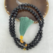 Type A Opaque Wuji Black Jadeite Beads Necklace 138.78g 74cm 10.2mm 76 Beads - Huangs Jadeite and Jewelry Pte Ltd