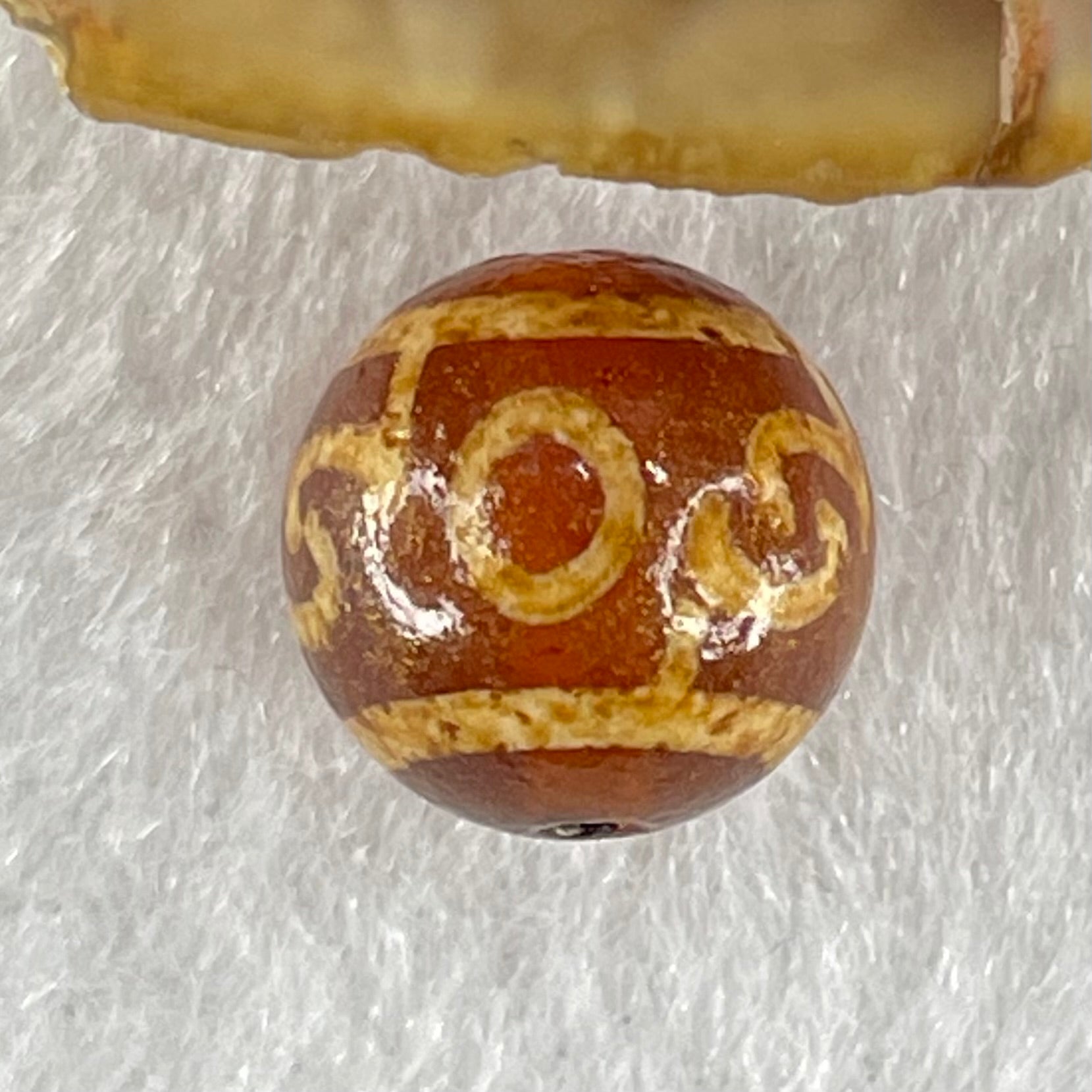 Natural Powerful Tibetan Old Oily Agate 3 Eyed Dharma Vajra Dzi Bead Heavenly Master (Tian Zhu) 三眼金刚杵天珠 1.44g 10.2 by 10.3mm - Huangs Jadeite and Jewelry Pte Ltd