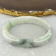Type A Lavender Green with Grey Wuji Piao Hua Jadeite Oval Bangle Internal Diameter 56.0mm 44.31g 12.7 by 7.7mm (Slight Internal Lines) - Huangs Jadeite and Jewelry Pte Ltd