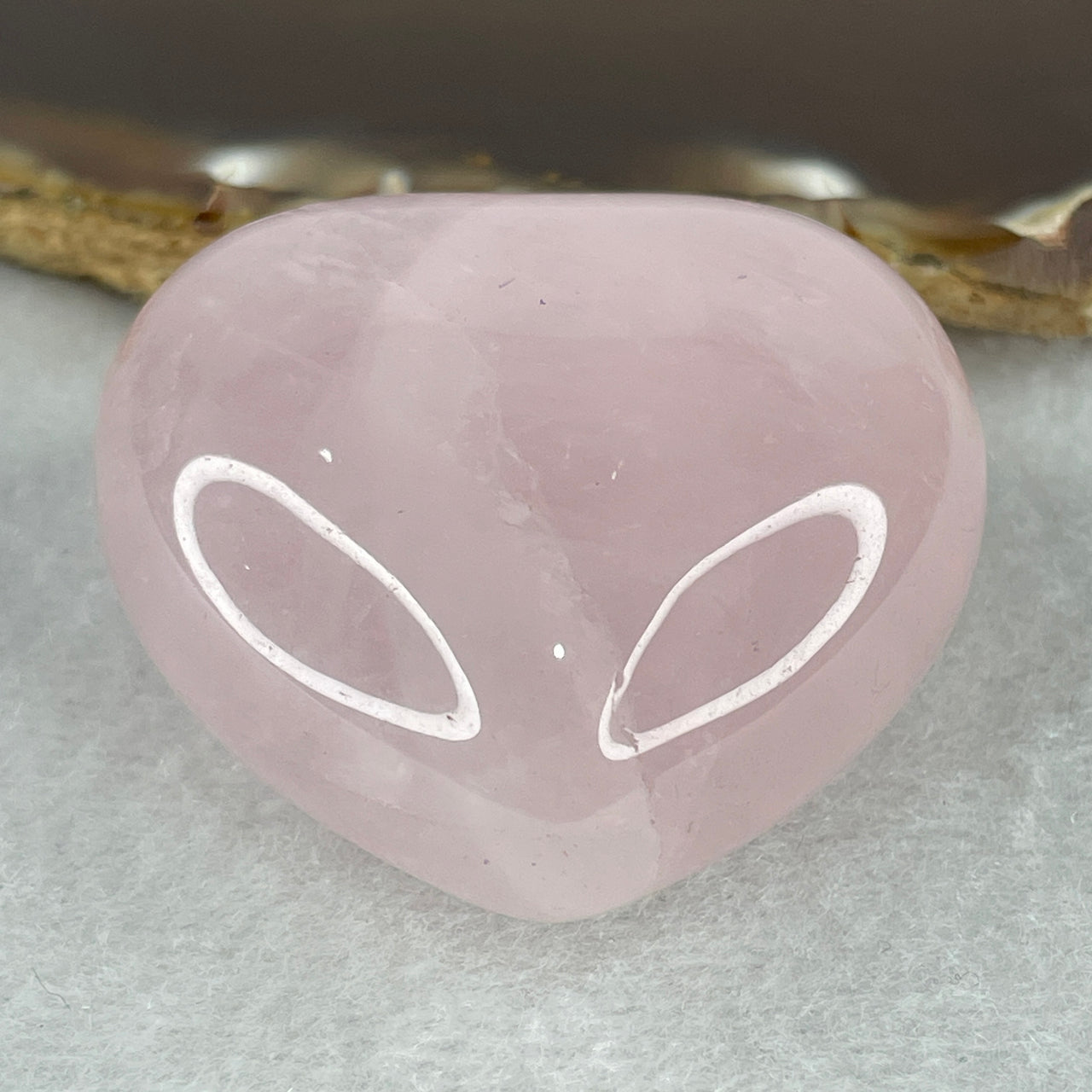 Average Grade Natural Rose Quartz Heart Shape Display 67.61g 42.5 by 44.5 by 25.0mm