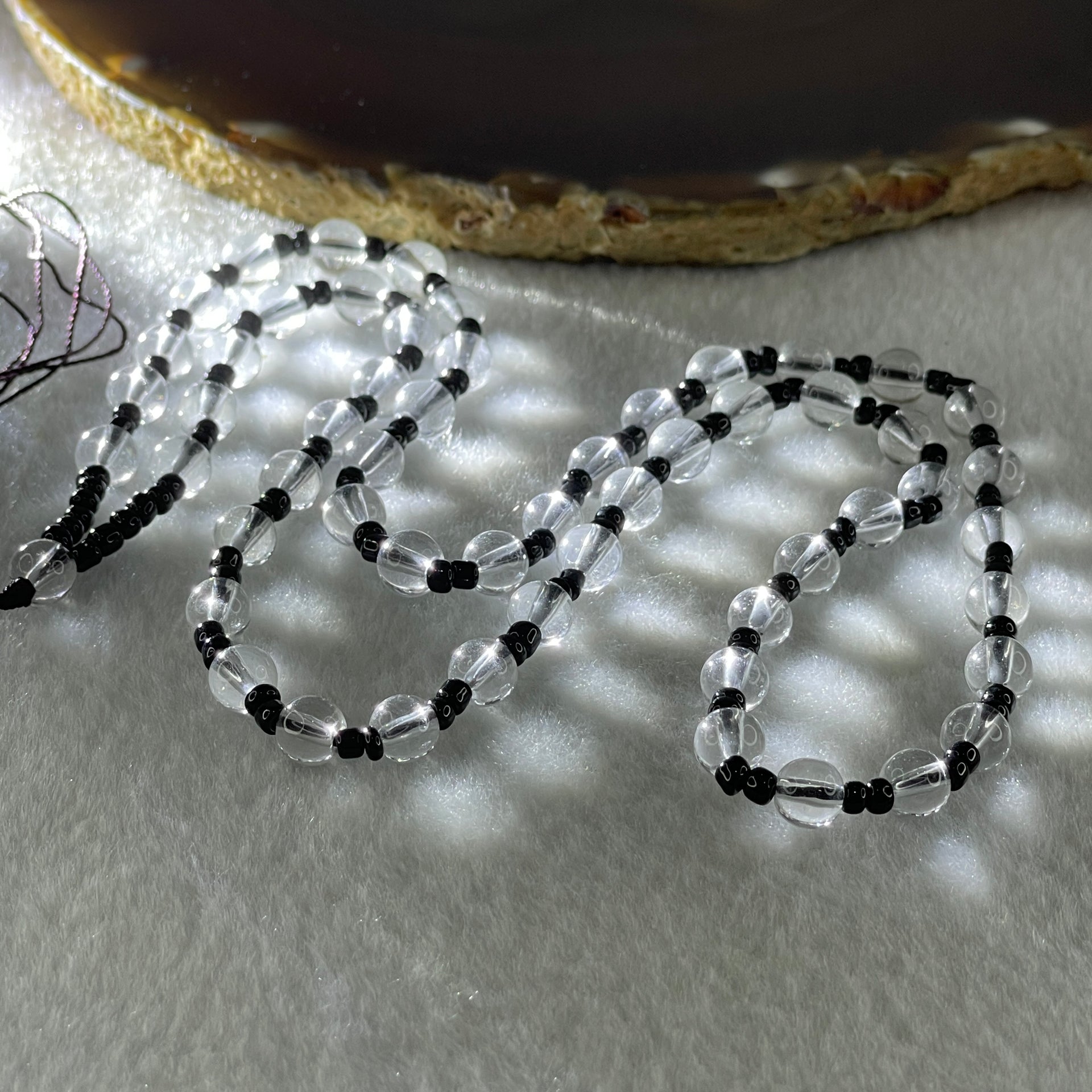 Clear Liuli Beads Necklace 20.05g 56cm 6.3mm 57Beads - Huangs Jadeite and Jewelry Pte Ltd