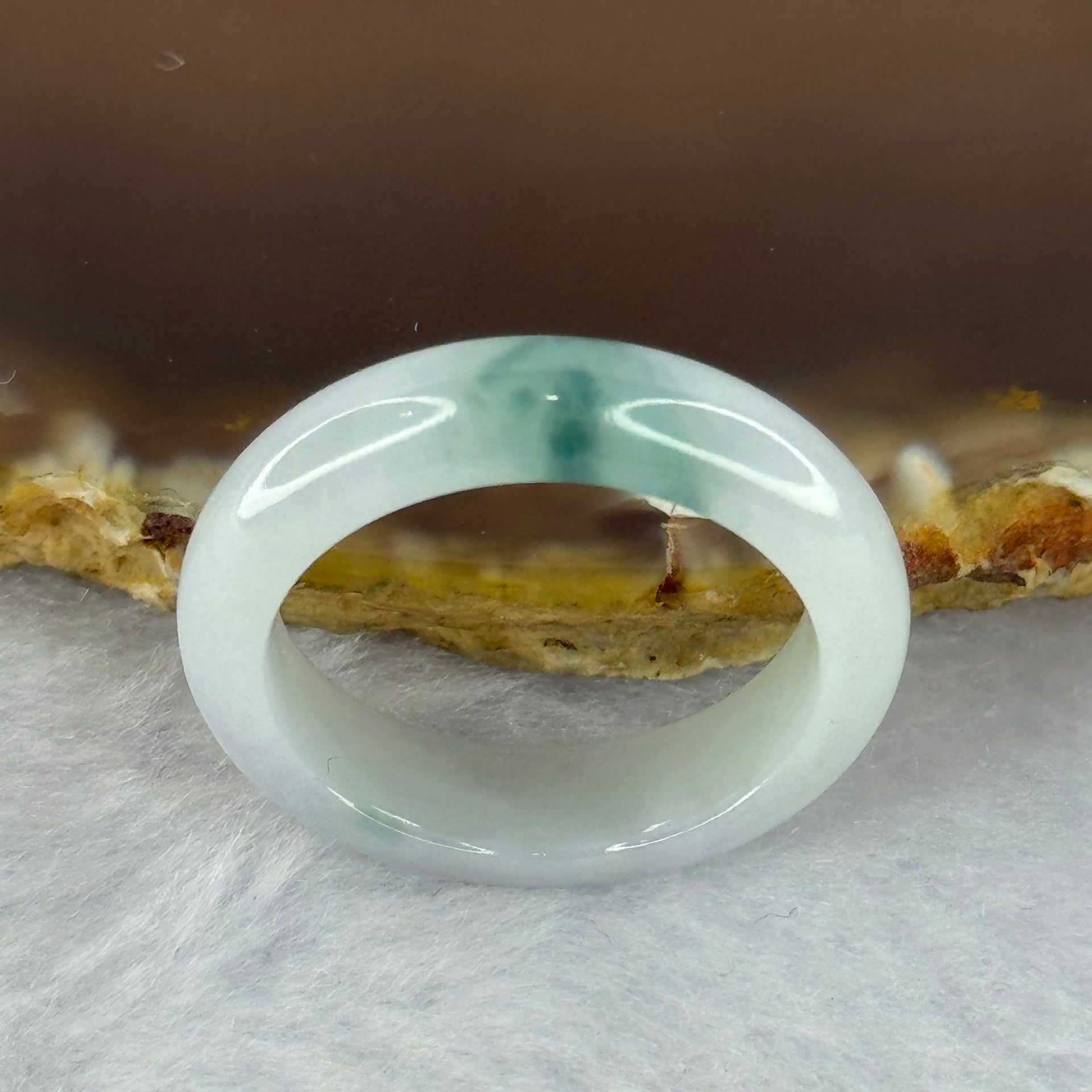 Type A Light Green Lavender with Blueish Green Patch Jadeite Ring 3.70g 5.9 by 3.6mm US9.5 HK21 - Huangs Jadeite and Jewelry Pte Ltd