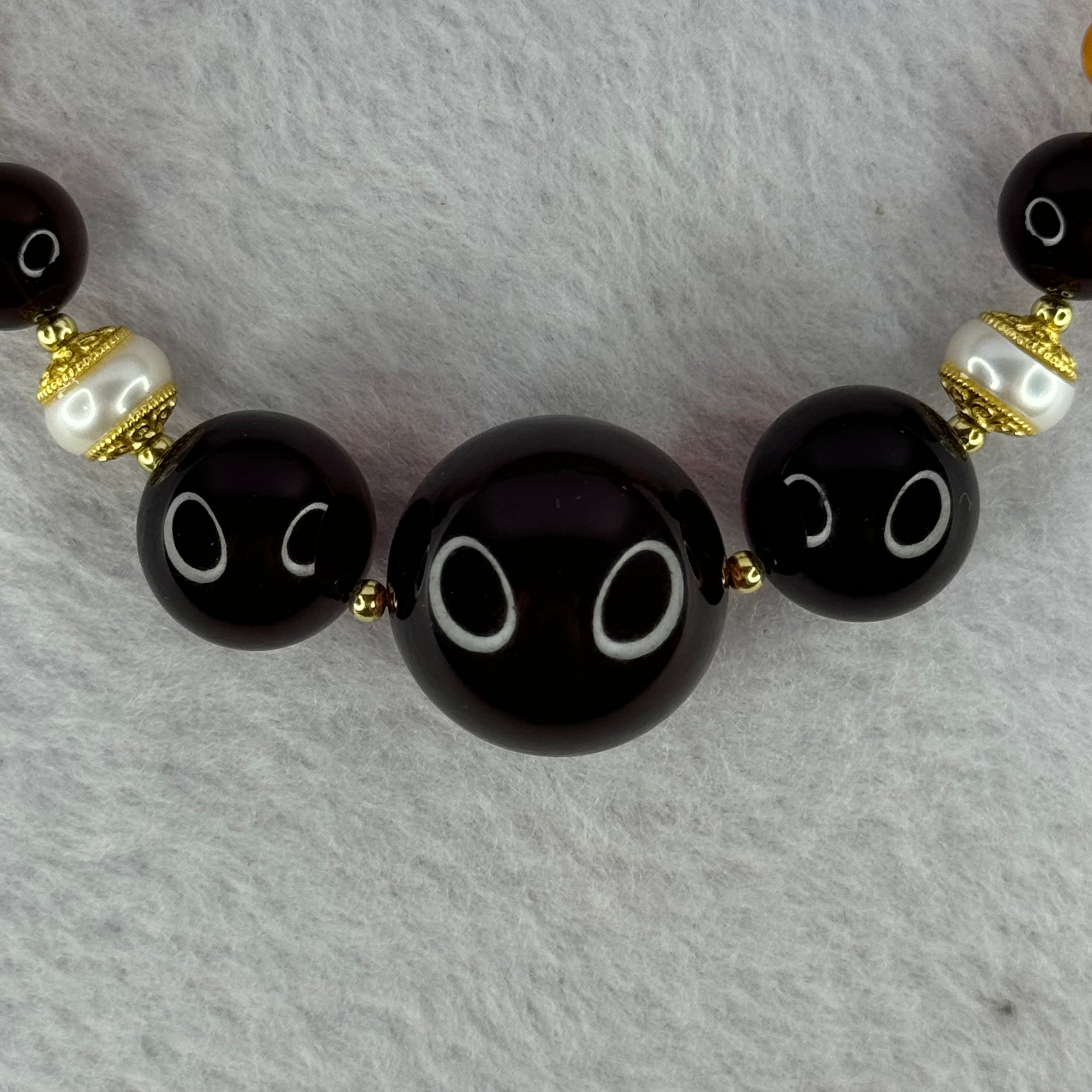 Natural Dark Blood Red Amber Beads Necklace 19.46g 20.7mm 1 Bead 14.6mm 2 Beads 10.2mm 10.2mm - Huangs Jadeite and Jewelry Pte Ltd