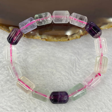 Natural Purple Pink Green Fluorite Beads Bracelet 27.02g 8.3mm 15 Beads 16cm - Huangs Jadeite and Jewelry Pte Ltd