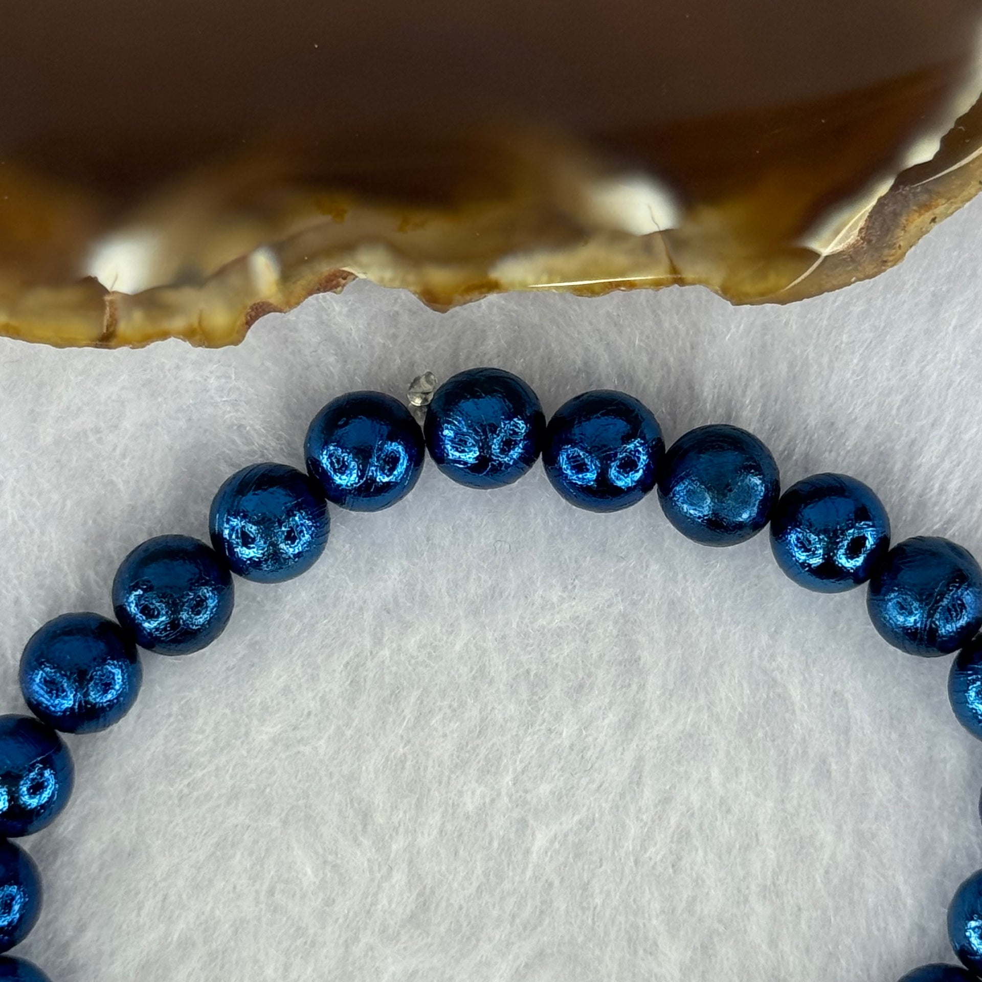 Natural Meteorite Blue Color Beads Bracelet 88.65g 17.5cm 10.3mm 20 Beads - Huangs Jadeite and Jewelry Pte Ltd