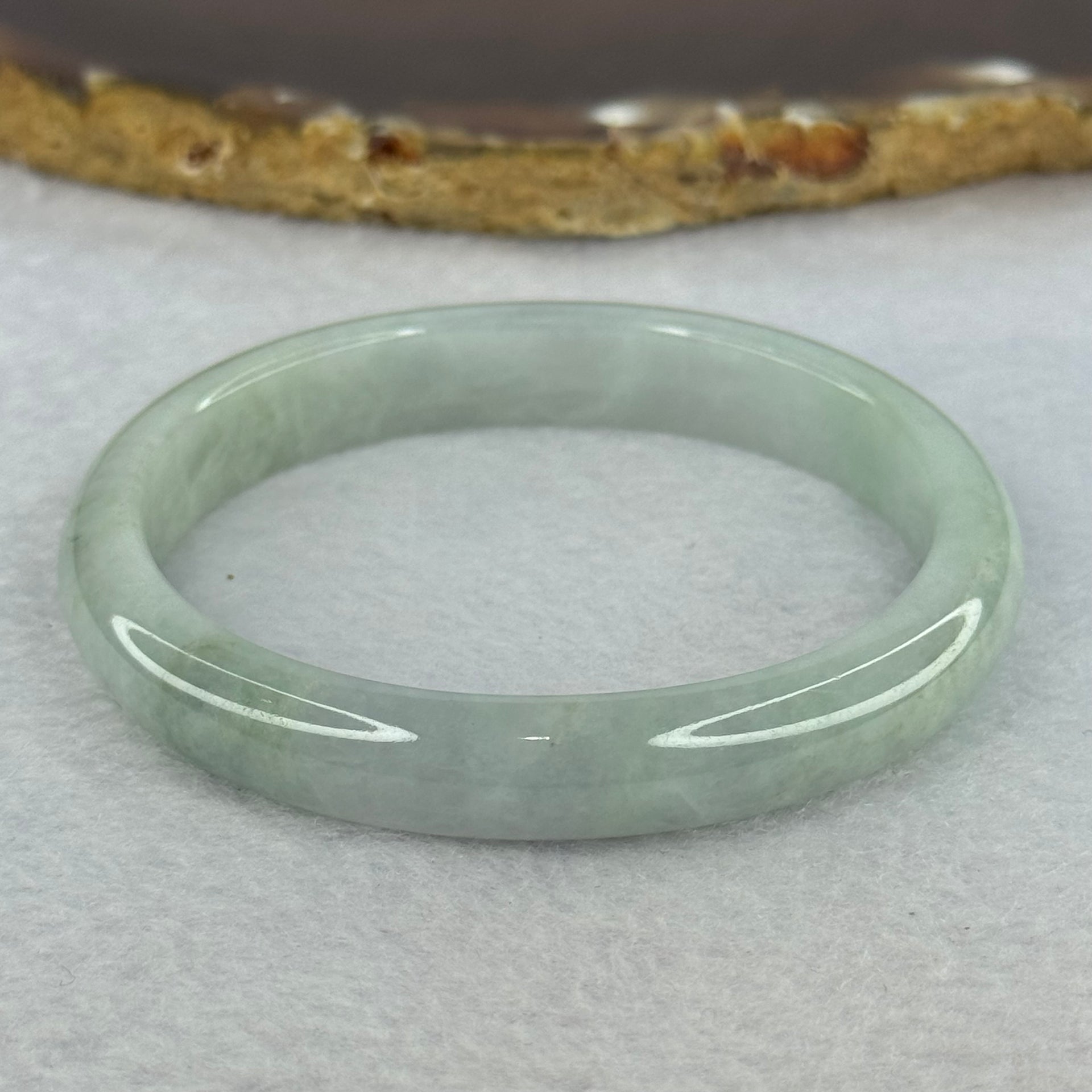 Type A Light Green Lavender Jadeite Oval Bangle 27.97g Internal Diameter 52.08mm 9.6 by 6.1mm (Very Slight External Rough) - Huangs Jadeite and Jewelry Pte Ltd
