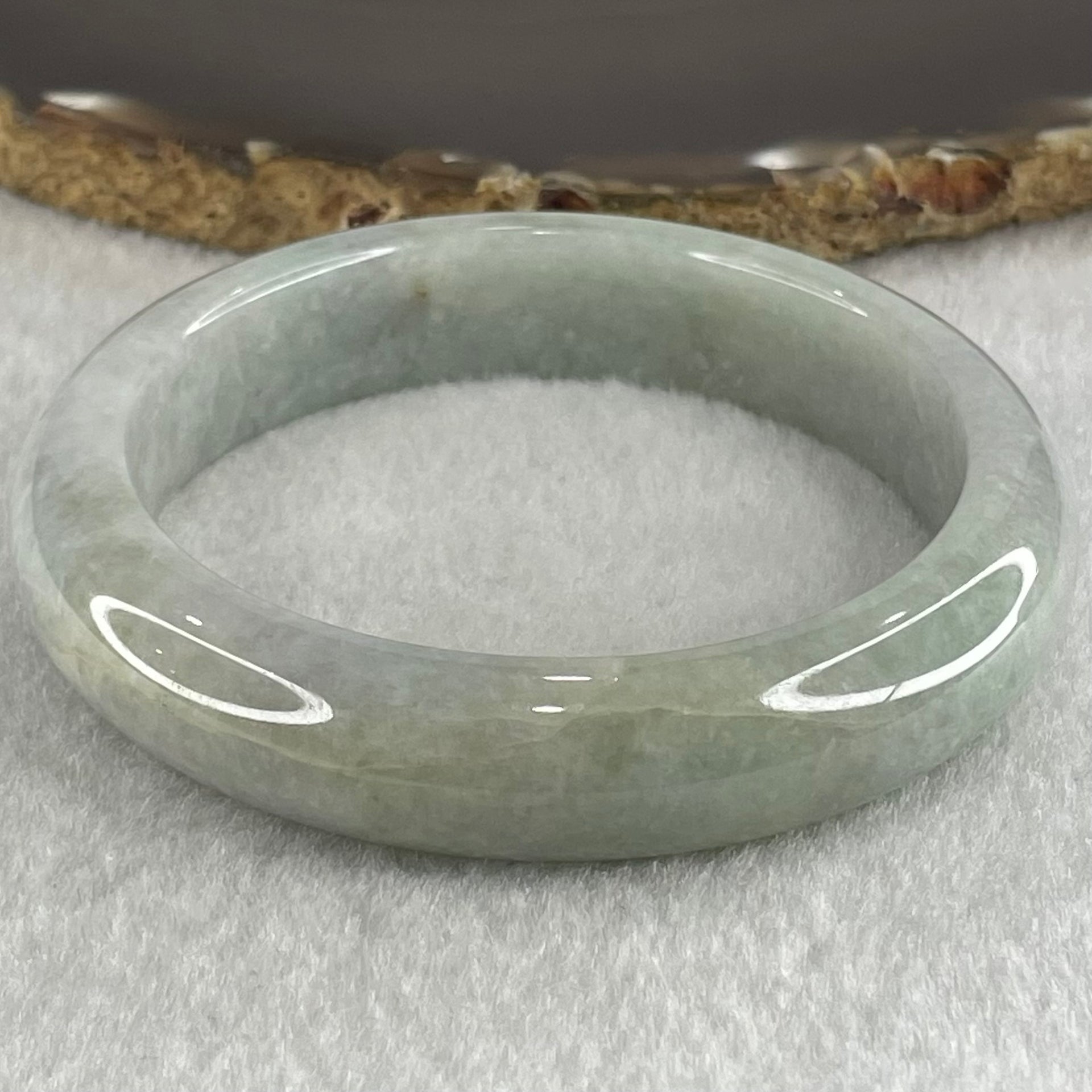 Type A Light Blueish Green Lavender with Red and Yellow Spots Jadeite Bangle 66.35g Internal Diameter 58.5mm 13.6 by 9.1mm (External and Internal Lines) - Huangs Jadeite and Jewelry Pte Ltd