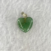 Natural Green Aventurine Mini Heart Pendant with Sliver Clasps 0.90g 12.1 by 11.9 by 4.1mm - Huangs Jadeite and Jewelry Pte Ltd