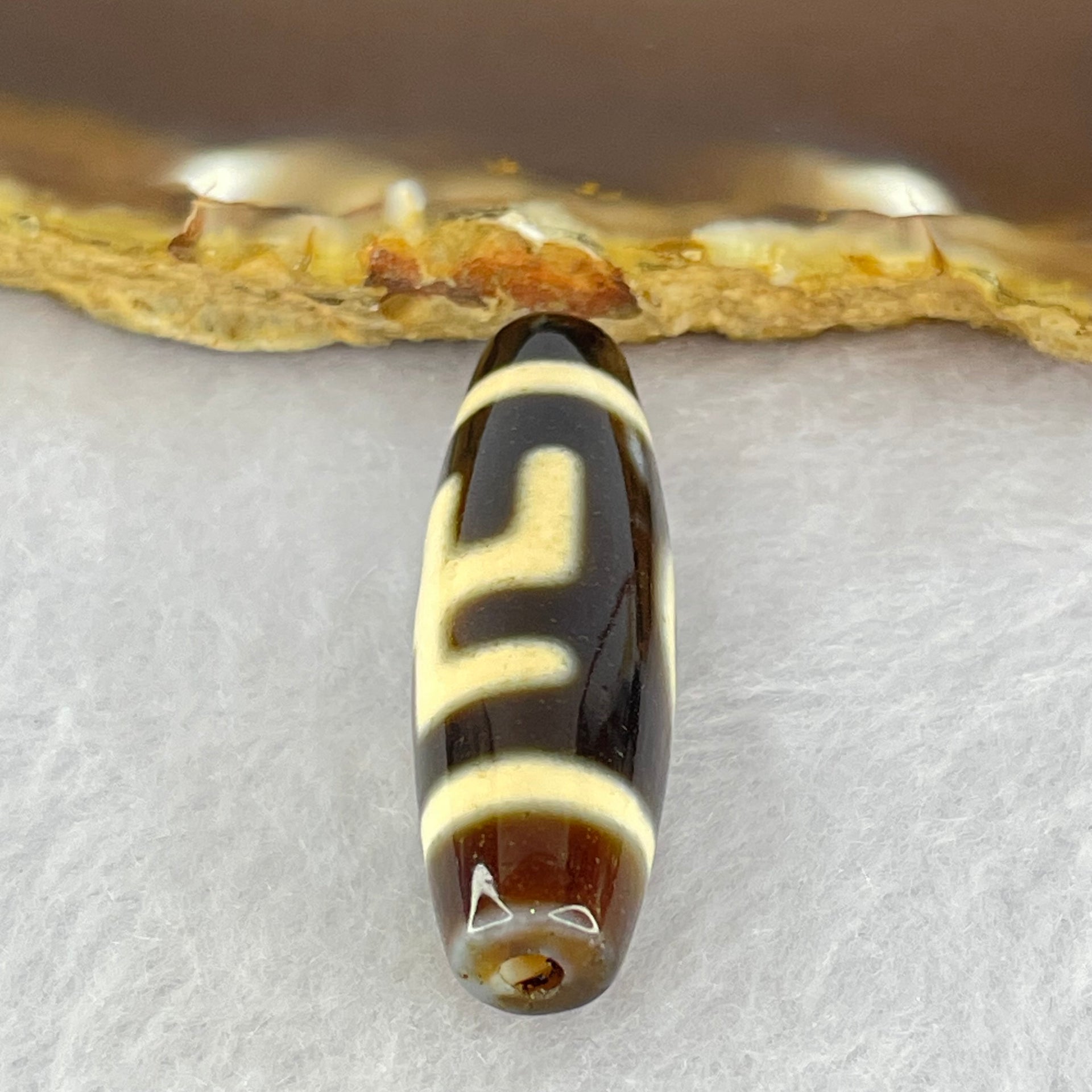 Natural Powerful Tibetan Old Oily Agate 1 Eye With Swastika Dzi Bead (Hotu Dzi) 7.50g 38.2 by 11.7mm - Huangs Jadeite and Jewelry Pte Ltd