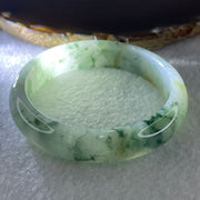 Certified Natural Type A Jelly Light Green with Spicy Green Piao Hua Jadeite Bangle 57.20g Internal Diameter 58.4mm 14.1 by 7.7mm (Perfect) - Huangs Jadeite and Jewelry Pte Ltd