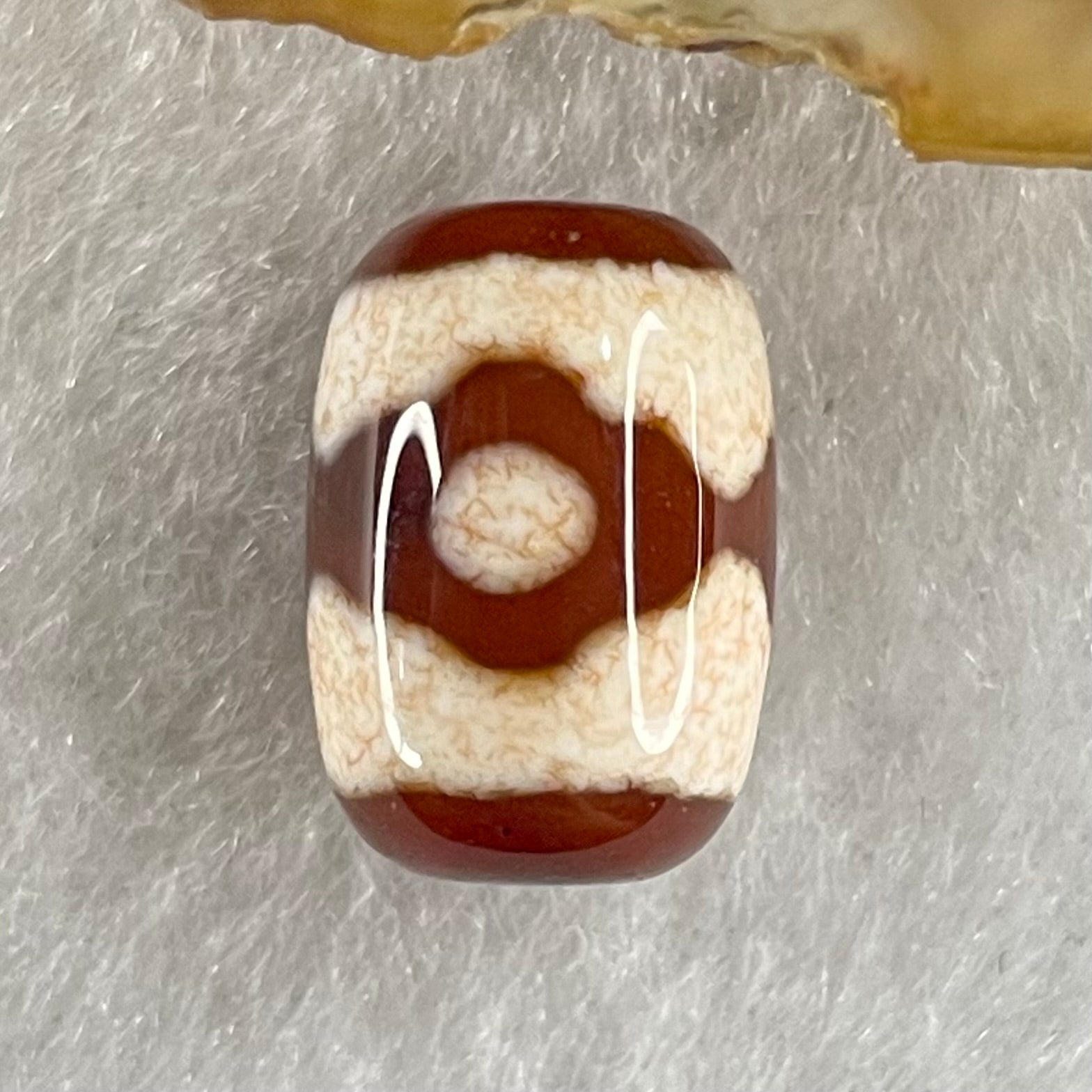 Natural Powerful Tibetan Old Oily Agate 3 Eyes Dzi Bead Heavenly Master (Tian Zhu) 三眼天诛 2.41g 14.5 by 10.1mm - Huangs Jadeite and Jewelry Pte Ltd