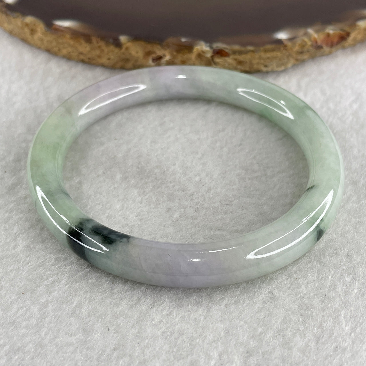 Type A Green and Lavender Jade Jadeite Bangle 35.17g inner Dia 55.5mm 7.6 by 7.7mm (Slight External Rough) - Huangs Jadeite and Jewelry Pte Ltd
