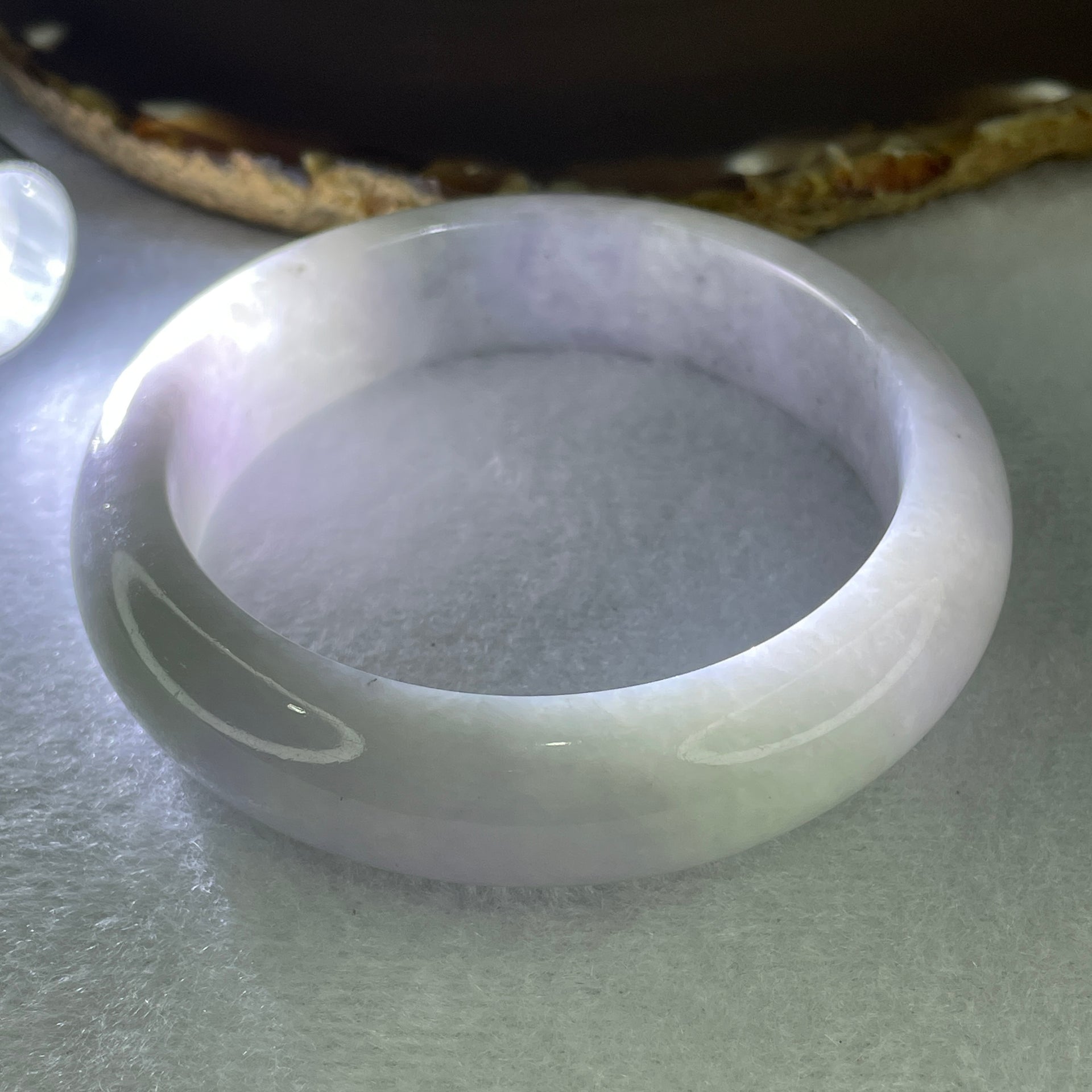 Certified-Natural-Type-A-Light-Lavender-with-Green-Patches-Jadeite-Bangle-78.913g-Internal-Diameter-57.4mm-15.7-by-9.1mm-(Close-to-Perfect)