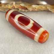 Natural Powerful Tibetan Old Oily Red White Agate One Eye Wood Element Dzi Bead Heavenly Master (Tian Zhu) 一眼木元素天珠 10.00g 38.3 by 12.7mm - Huangs Jadeite and Jewelry Pte Ltd