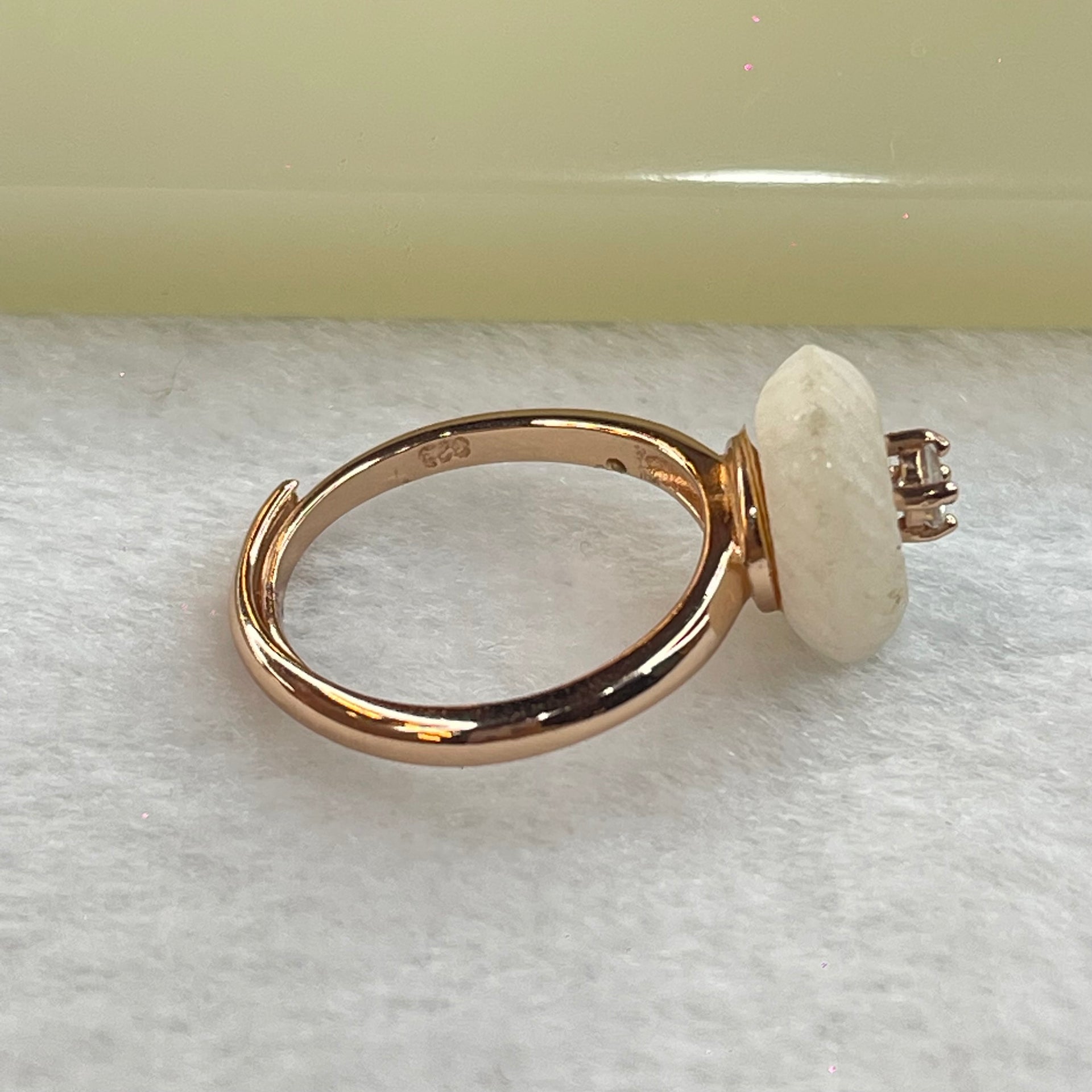 Natural Milky Quartz In S925 Sliver Ring In Rose Gold Color 2.80g 3.0 by 1.5mm - Huangs Jadeite and Jewelry Pte Ltd