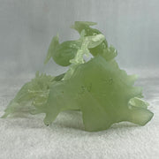 Natural Green Serpentine 3 Phoenix on Tree with Wooden Stand Display 1,022.5g 175.0 by 150.0 by 245.0mm - Huangs Jadeite and Jewelry Pte Ltd