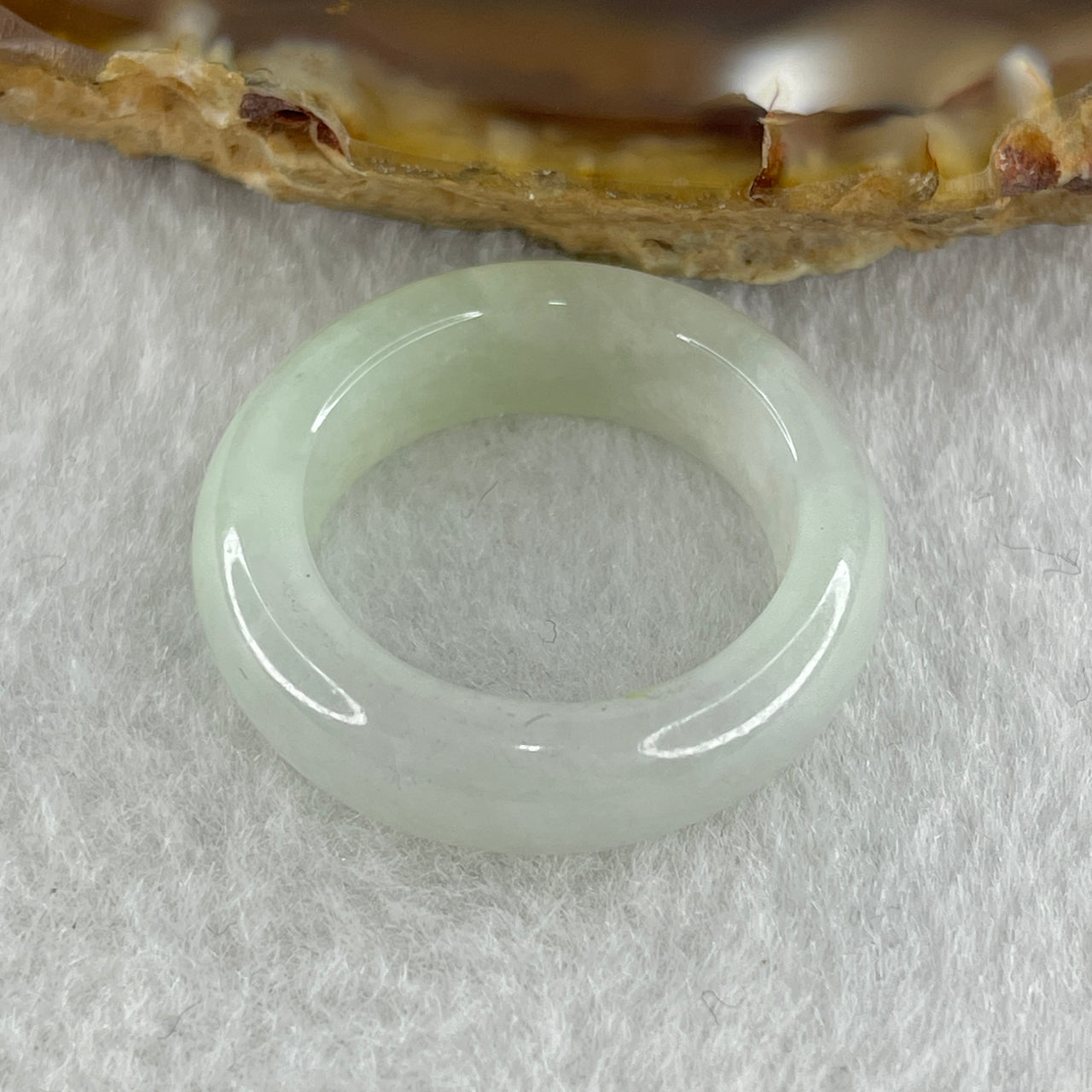 Type A Natural Faint Green to White Jadeite Ring 4.40g 6.5 by 4.8mm US 6.9 HK 15.2 (Very Very Slight Internal Line) - Huangs Jadeite and Jewelry Pte Ltd