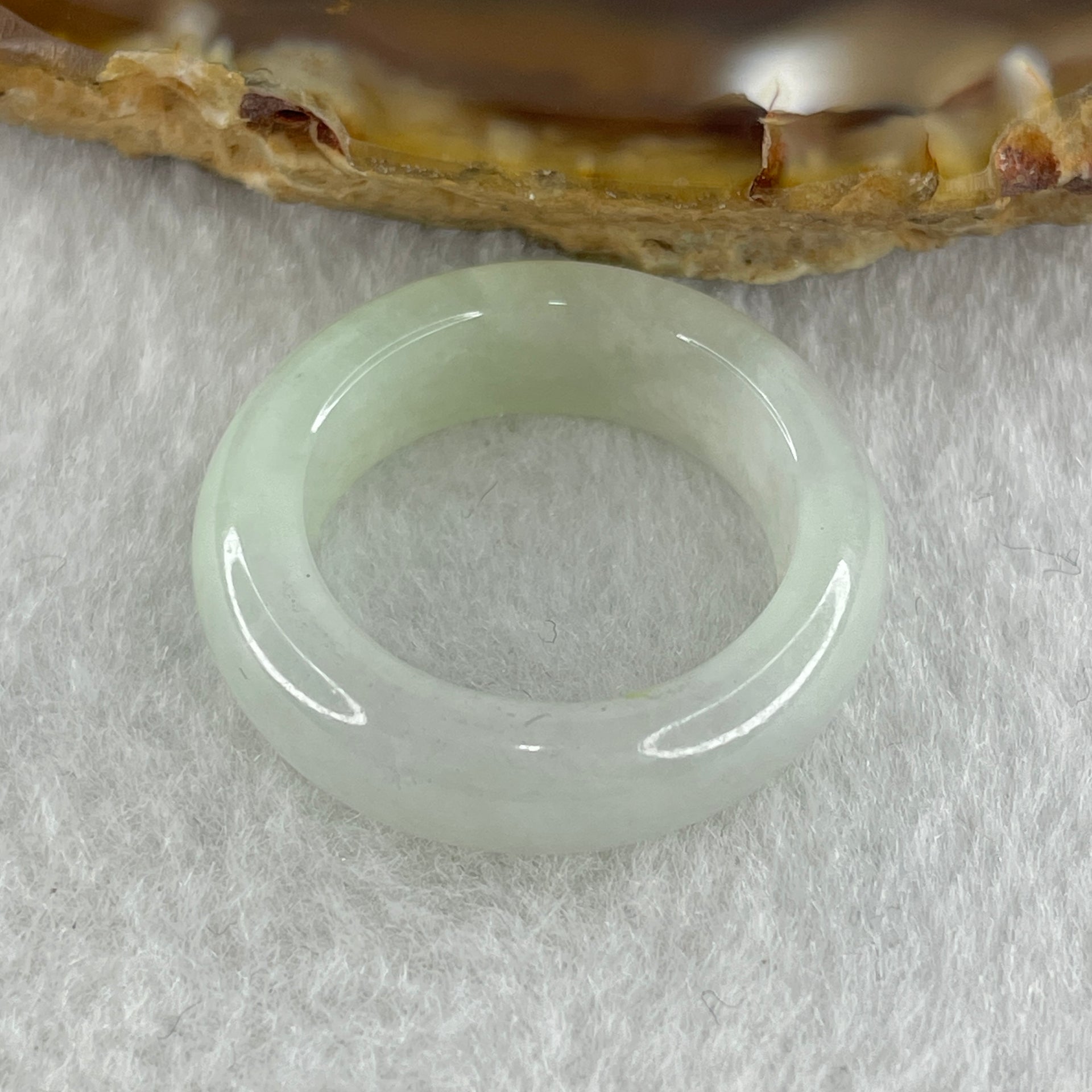 Type A Natural Faint Green to White Jadeite Ring 4.40g 6.5 by 4.8mm US 6.9 HK 15.2 (Very Very Slight Internal Line) - Huangs Jadeite and Jewelry Pte Ltd
