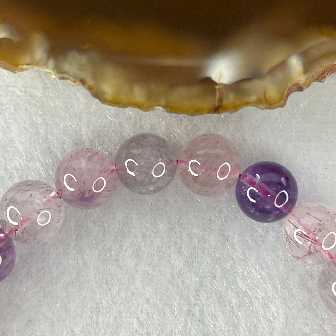 Certified Above-Average Grade Natural Super 7 Crystal Beads Bracelet | High-Fluidity Crystalline Strand | Authentic Sacred Seven Multi-Mineral Inclusions Quartz Spiritual Catalyst & Auric Shield Bracelet (17.18g | 15.5cm Length | 8.3mm | 23 Beads)