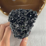 Natural-Black-Moissanite-Rough-Display-with-Wooden-Stand-367.75g-79.0-by-77.0-by-145.8mm