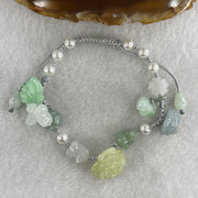 Natural Type A Green with Lavender and light Yellowish Jadeite Flower and Cat Dog Butterfly with Faux Pearl Bracelet 17.34g 15-18cm 16.0mm - Flower - Huangs Jadeite and Jewelry Pte Ltd