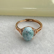 Natural Larimar in S925 Silver Rose Gold Color Ring (Adjustable Size) 2.01g 10.2 by 8.3 by 5.5mm - Huangs Jadeite and Jewelry Pte Ltd