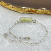 Type A Icy Green Jadeite Mini Rectangle Wu Shi Pai with Crystals in S925 Sliver Bracelet 4.18g 14.8 by 7.0 by 1.6mm - Huangs Jadeite and Jewelry Pte Ltd