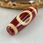 Natural Powerful Tibetan Old Oily Red White Agate One Eye Fire Sign Dzi Bead Heavenly Master (Tian Zhu) 一眼火天珠 10.71g 37.6 by 13.4mm - Huangs Jadeite and Jewelry Pte Ltd