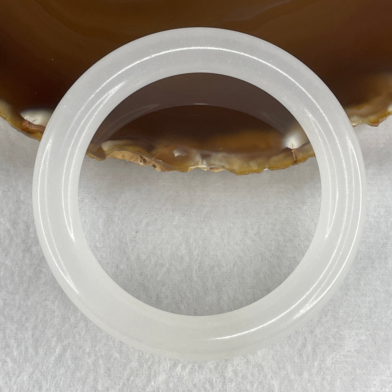 Natural White Calcite Bangle | Full-Eternity Armlet & Energetic Cleanser (46.73g 10.0 by 9.9mm | 53.8mm Inner Diameter | Perfect)