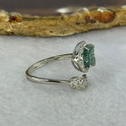 Type A Icy Blueish Jadeite Leaf with Crystals in S925 Sliver Ring (Adjustable Size) 2.60g 12.3 by 7.4 by 2.0mm - Huangs Jadeite and Jewelry Pte Ltd