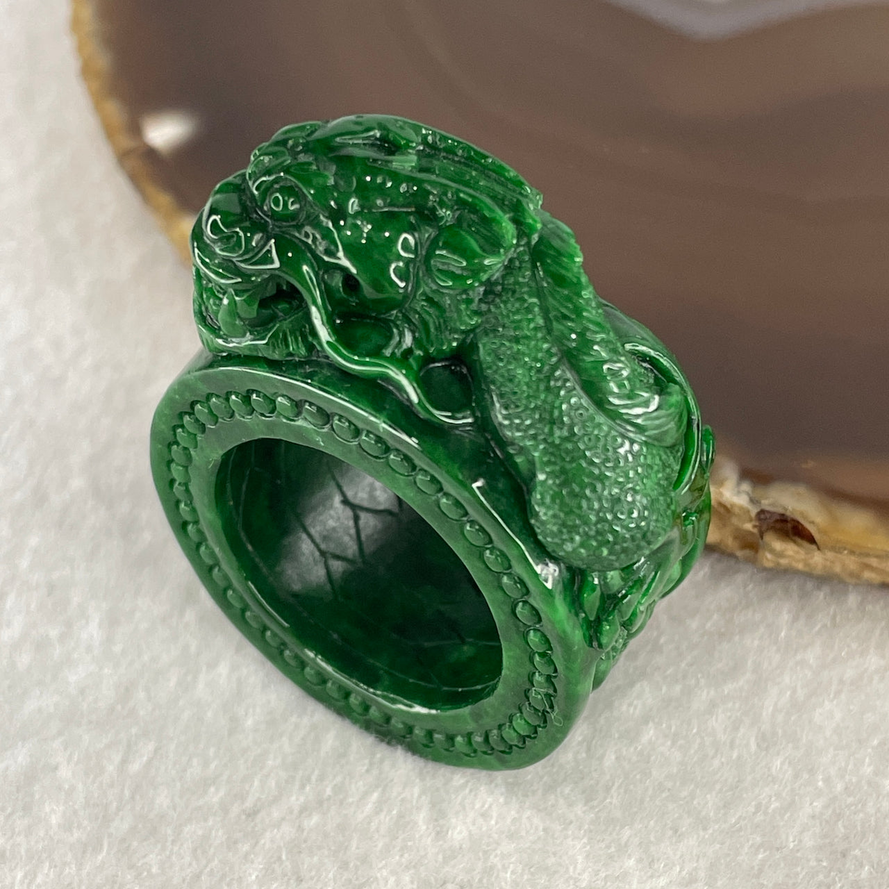 Magnificent Type A Rare Dragon Thumb Ring Jade Jadeite for Authority & Power - Huangs Jadeite and Jewelry Pte Ltd