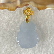 Type A Semi Icy Deep Lavender Jadeite Hulu and Diamonds in 18K AU750 Yellow Gold Four Leaf Clover Pendant 2.19g 15.8 by 11.9 by 6.2mm - Huangs Jadeite and Jewelry Pte Ltd