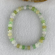 Natural Type A Muti Green with Lavender Yellowish Jadeite Donut Bracelet 12.93g 15cm 6.3mm 42 Beads - Huangs Jadeite and Jewelry Pte Ltd