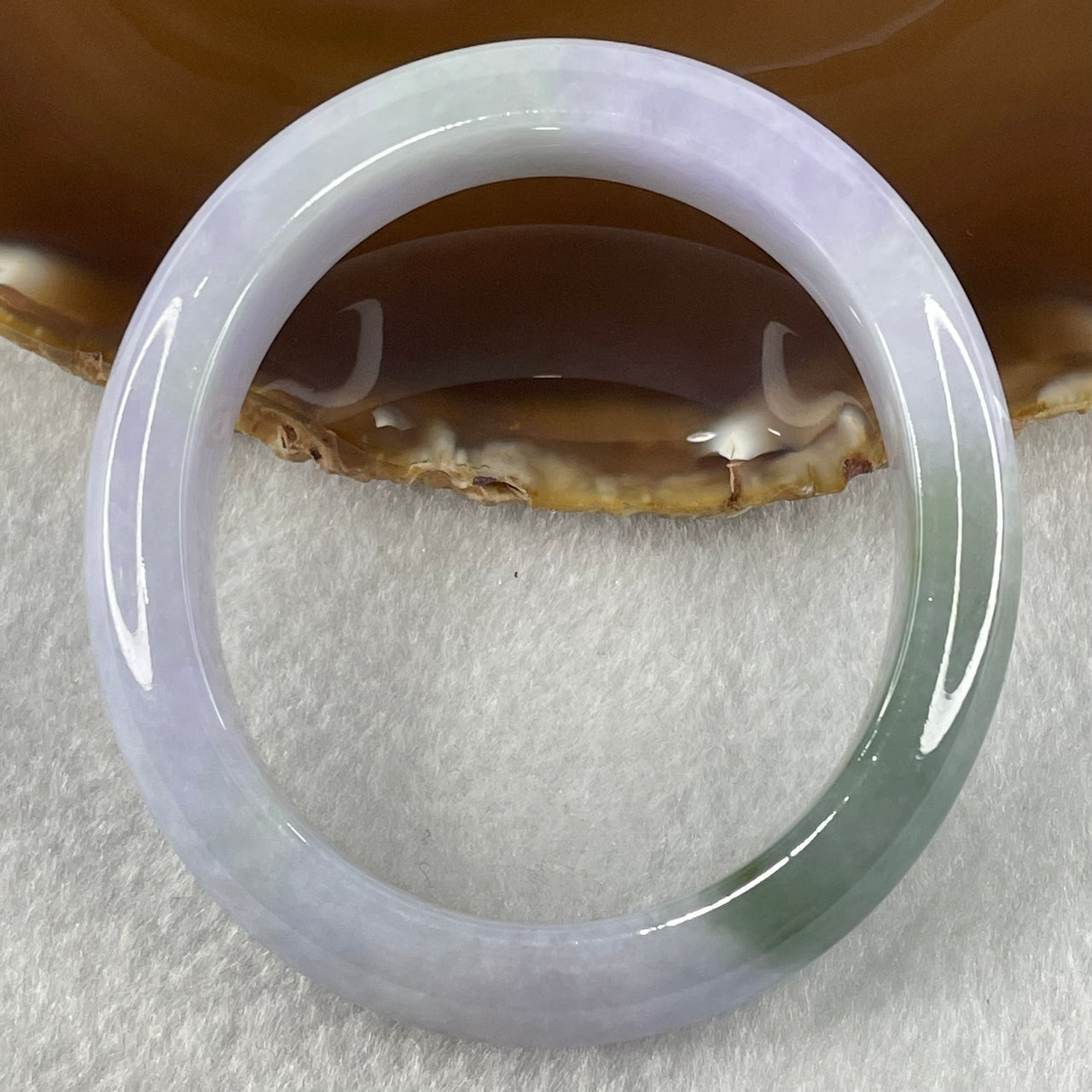Type A Lavender with Green Jadeite Oval Bangle 60.46g Internal Diameter 56.2mm 13.6 by 8.7mm (Very Fine Internal Lines) - Huangs Jadeite and Jewelry Pte Ltd