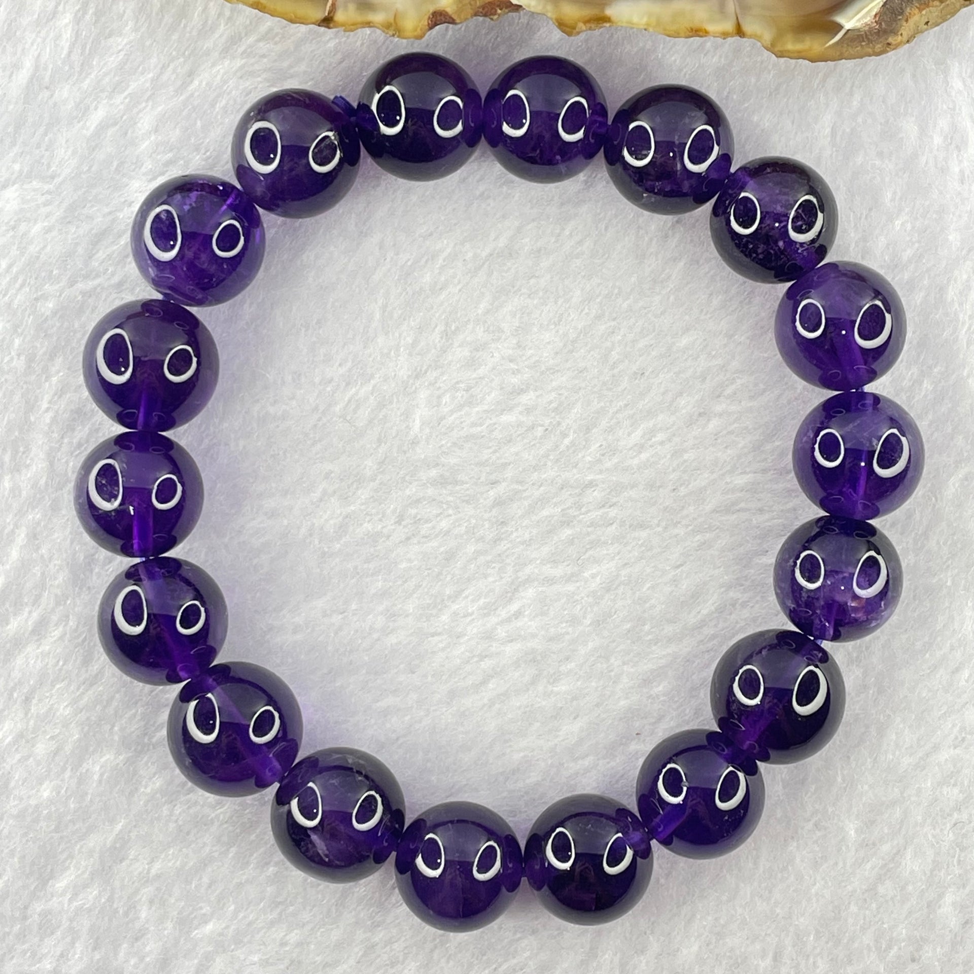 Good Grade Natural Amethyst Bracelet 39.64g 18cm 12.1mm 18 Beads - Huangs Jadeite and Jewelry Pte Ltd