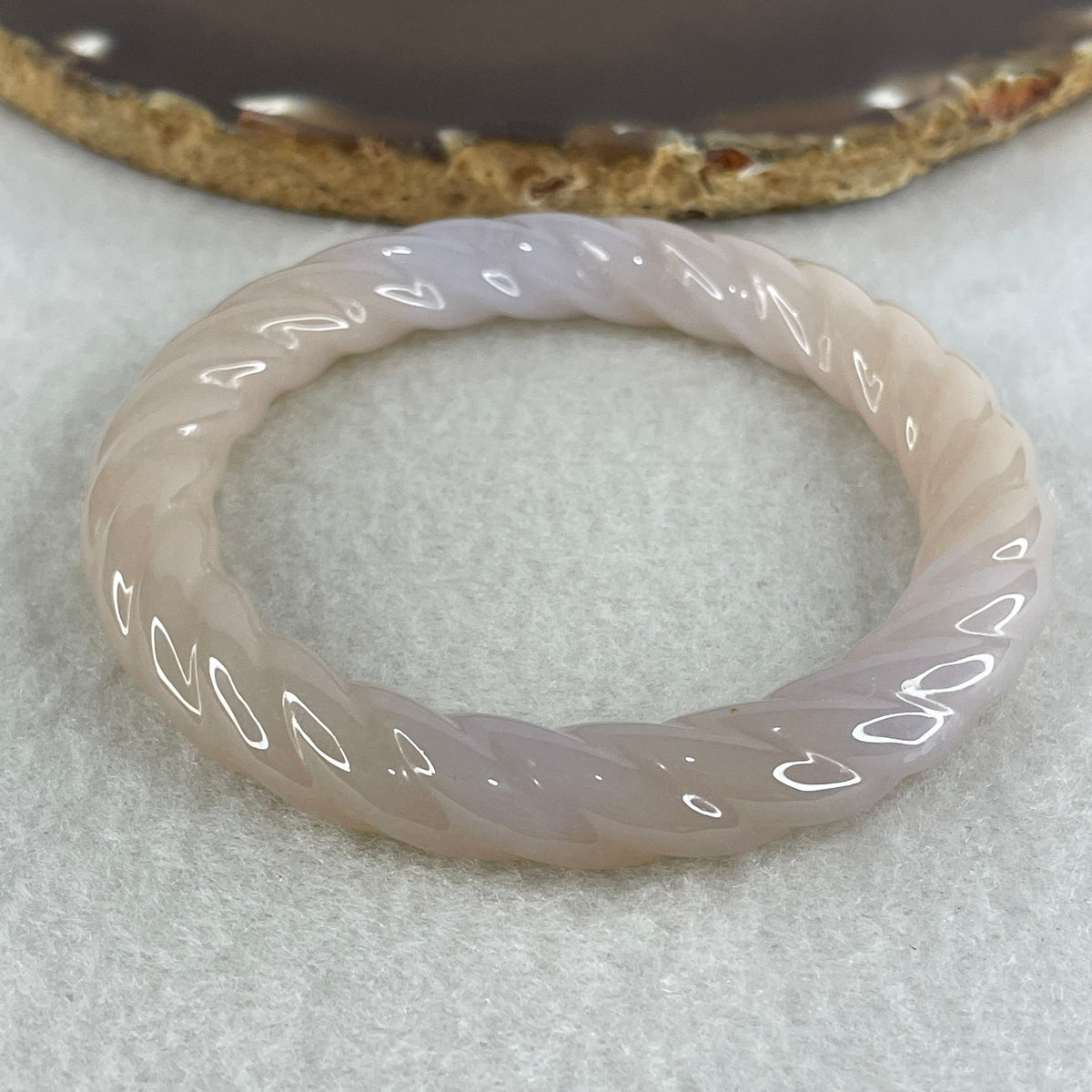 Natural Purple Flower Agate Bangle Set 77.78g Inner Diameter 55.7mm 9.6 by 10.5mm (Perfect) - Huangs Jadeite and Jewelry Pte Ltd