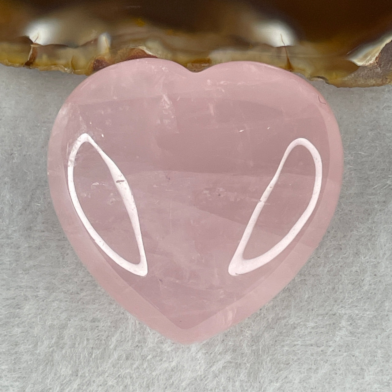 Average Grade Natural Rose Quartz Heart Shape Display 45.13g 38.5 by 39.2 by 20.9mm