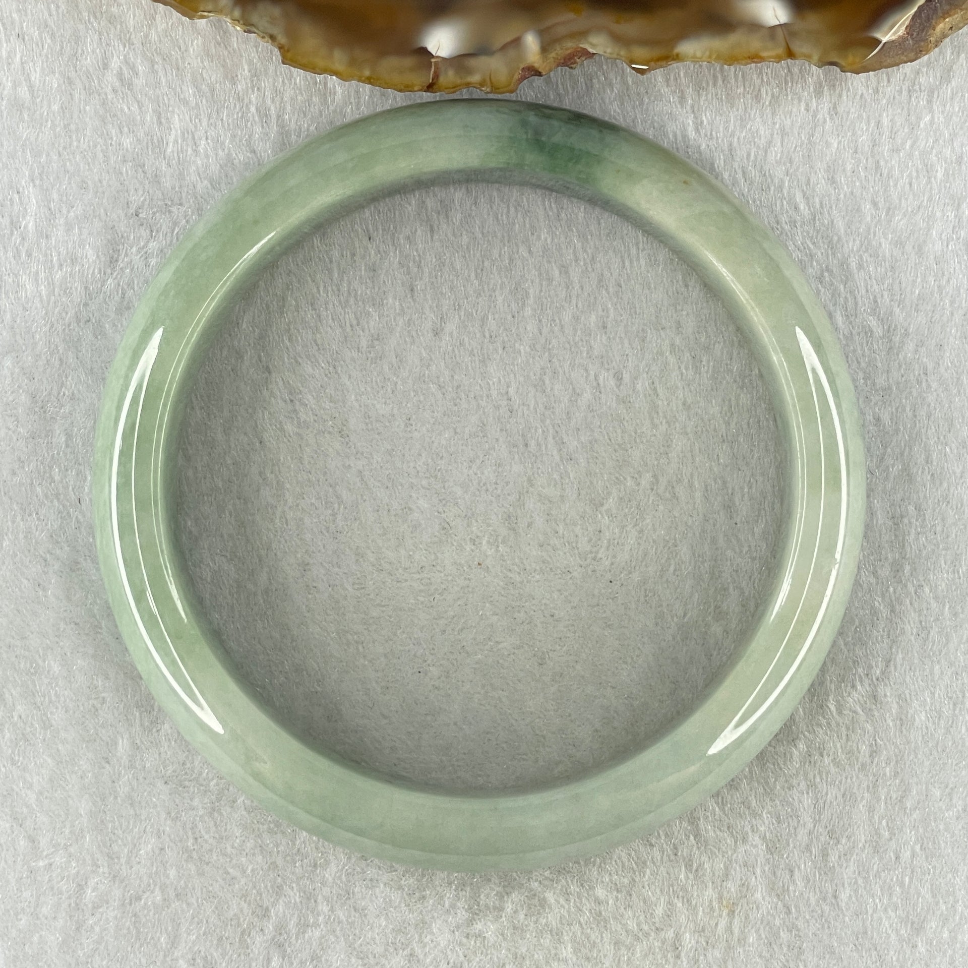 Natural Type A Light Green with Blueish Green Piao Hua Flora Jadeite Bangle 64.13g Inner Diameter 61.8mm 14.2 by 8.4mm (Very Slight Internal Lines) - Huangs Jadeite and Jewelry Pte Ltd