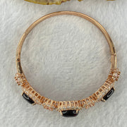 Natural Dark Blood Red Amber with Crystal in Rose Gold Color Bangle 26.43g 18cm 12.1 by 9.0 by 3.5mm 3pcs - Huangs Jadeite and Jewelry Pte Ltd