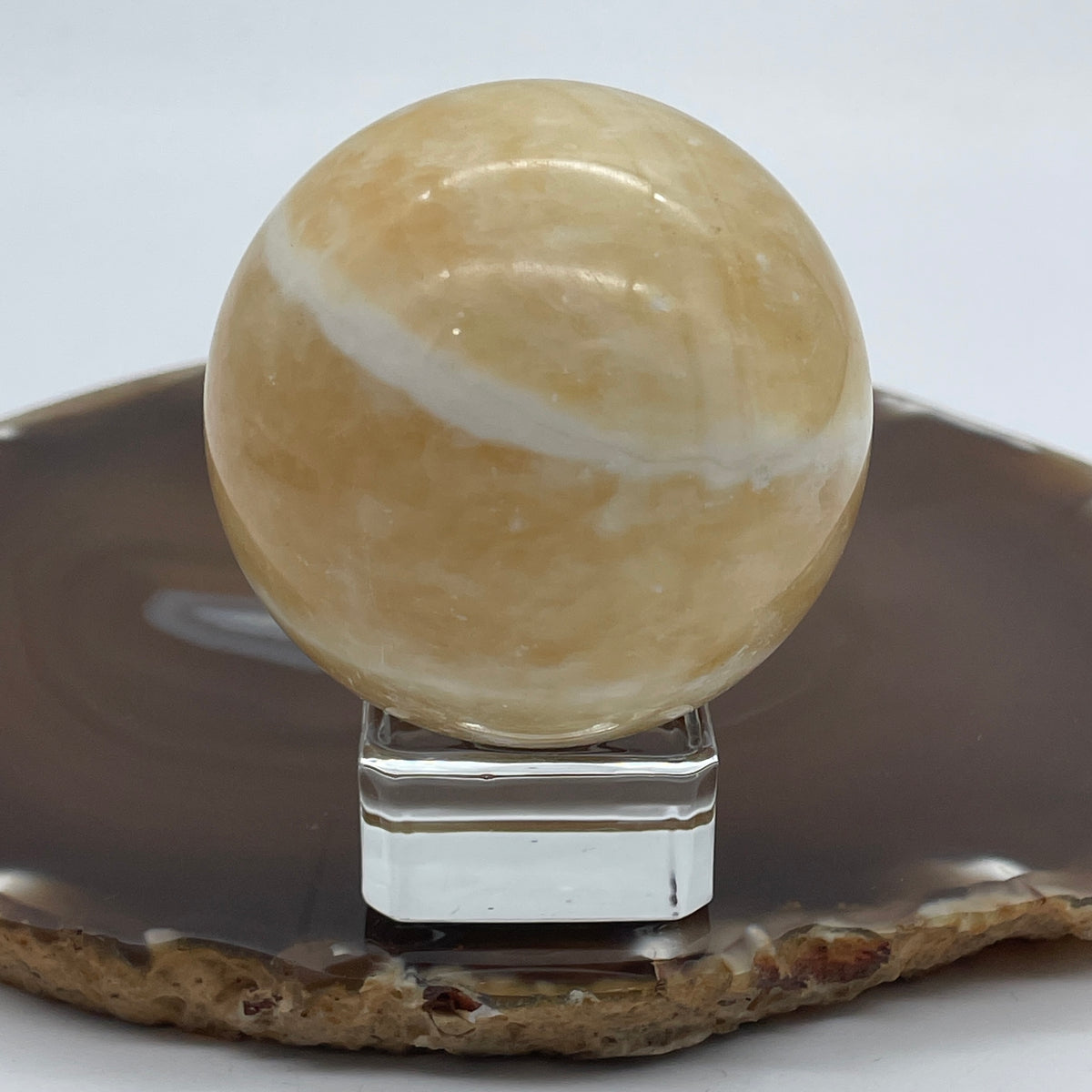 Natural Citrine Crystal Sphere Ball with Clear Acrylic Stand Display | (267.20g | 55.0mm | 69.4mm | Catalyst, "Merchant's Stone" Wealth & Abundance Magnet, 360° Energy Harmonizer & Feng Shui Financial Growth Catalyst)