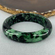 Type A Opaque to Slightly Translucent Dark Green with Apple and Emerald Green Jadeite Bangle Internal Diameter 56.0mm 75.24g 14.9 by 9.6mm (Slight Internal Lines) - Huangs Jadeite and Jewelry Pte Ltd