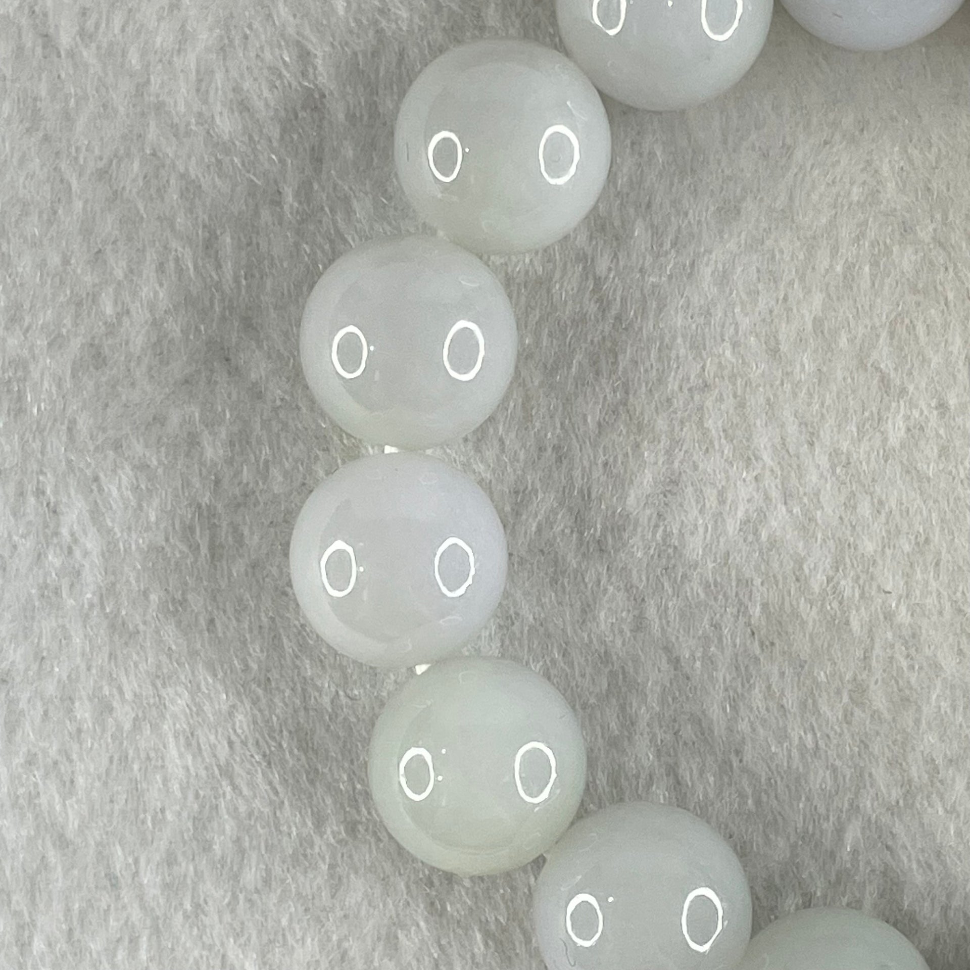 Type A Light Green with Light Lavender Jadeite Beads Bracelet 51.29g 15.5cm 12.3mm 16 Beads - Huangs Jadeite and Jewelry Pte Ltd